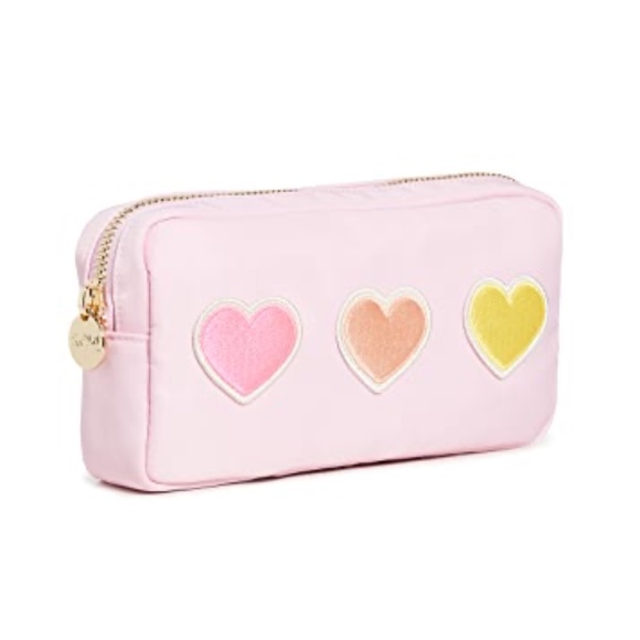 Stoney Clover Lane Flamingo Heart Embroidered Pouch NWT Pink Patches - Picture 2 of 6